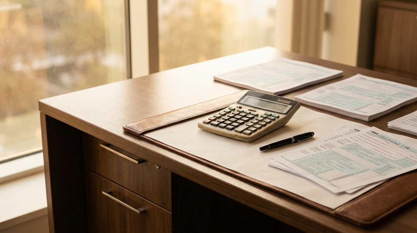 Bureau avec calculatrice et documents fiscaux — fiscalité des expatriés français au Liban
