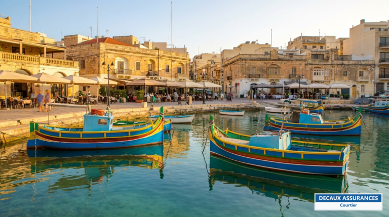 Baie de Spinola à St Julian's, Malte, et ses barques colorées