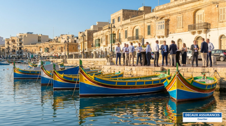 St Julian's, Malte — baie de Spinola et barques traditionnelles luzzu
