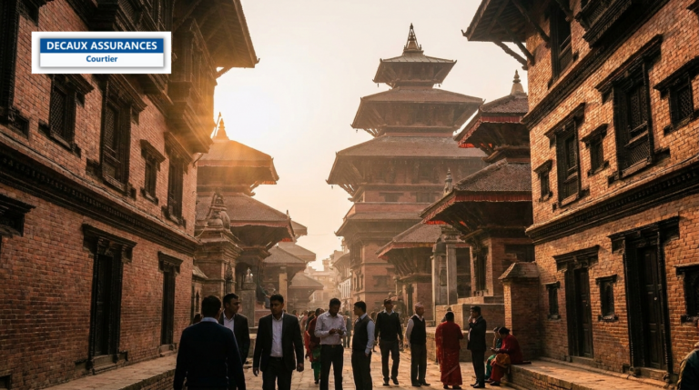 Ruelles historiques de Bhaktapur, Népal — maisons newari de briques et pagodes