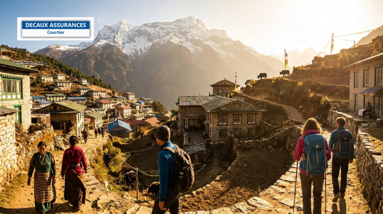 Namche Bazaar dans la région de l'Everest (Khumbu), Népal — village en terrasses sous les sommets