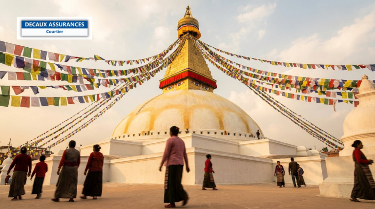 Stupa de Bodnath à Katmandou, Népal — grand dôme blanc et flèche dorée