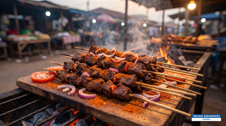 Suya, brochettes de viande épicée grillée, Nigeria