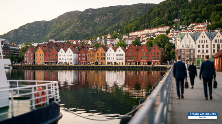 Maisons colorées de Bergen et le port, côte ouest de la Norvège