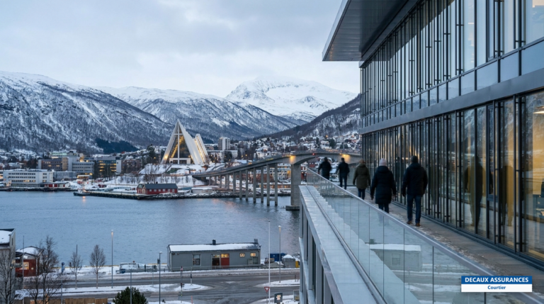 Tromsø, ville arctique de Norvège, et ses montagnes enneigées
