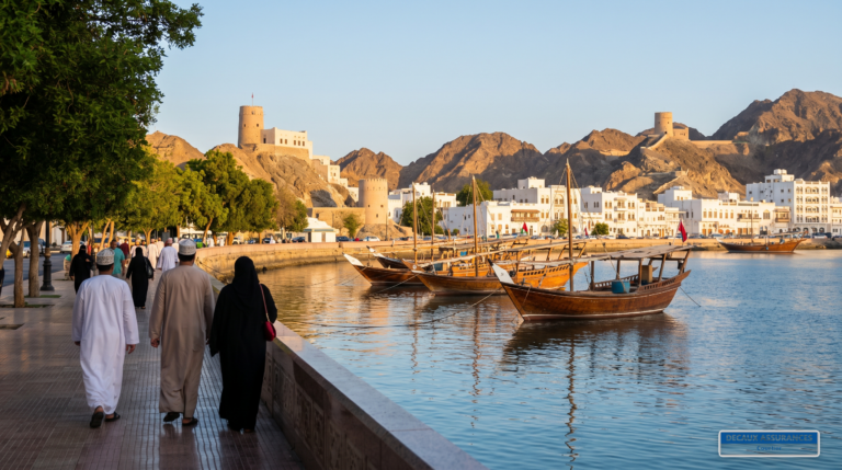 Corniche et port de Mutrah à Mascate, Oman — boutres traditionnels