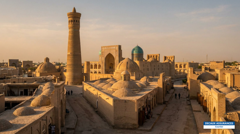 Vieille ville de Boukhara, Ouzbékistan — minaret Kalyan et bazars couverts