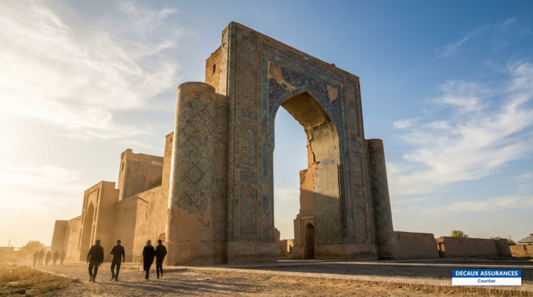 Ruines du palais Ak-Saray à Chakhrisabz, Ouzbékistan — portail monumental en céramique