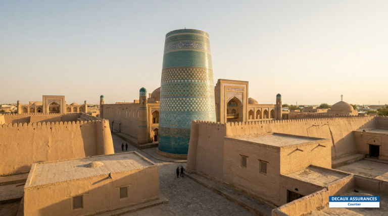 Cité fortifiée de Khiva (Itchan Kala), Ouzbékistan — minaret Kalta Minor et remparts