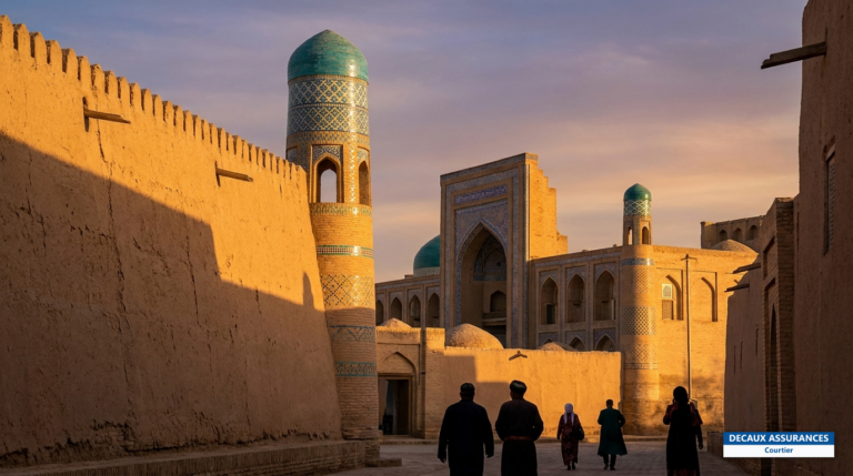 Vieille ville fortifiée de Khiva (Itchan Kala), Ouzbékistan — remparts de terre et minaret
