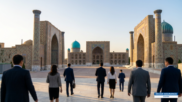 Place du Registan à Samarcande, Ouzbékistan — madrasas et dômes turquoise