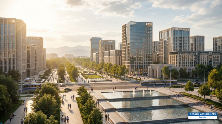 Quartier moderne d'affaires et résidentiel de Tachkent, Ouzbékistan — boulevards et fontaines