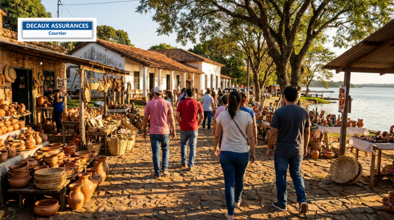 Village d'artisans d'Areguá au bord du lac Ypacaraí, Paraguay — rues pavées et poteries