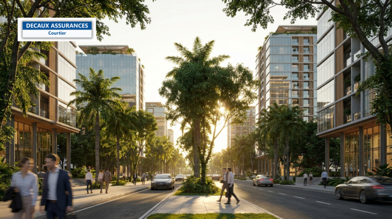 Quartier résidentiel et d'affaires d'Asuncion, Paraguay — bâtiments contemporains et avenues arborées