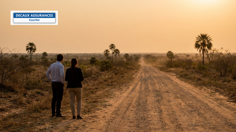 Région du Chaco à l'ouest du Paraguay — savane de palmiers et piste vers l'horizon