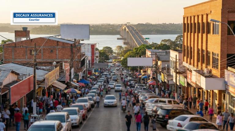 Ville frontière de Ciudad del Este, Paraguay — près du fleuve Paraná et du pont de l'Amitié