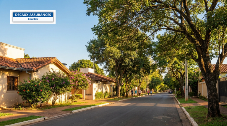 Quartier résidentiel de San Lorenzo près d'Asuncion, Paraguay — maisons basses et rues arborées
