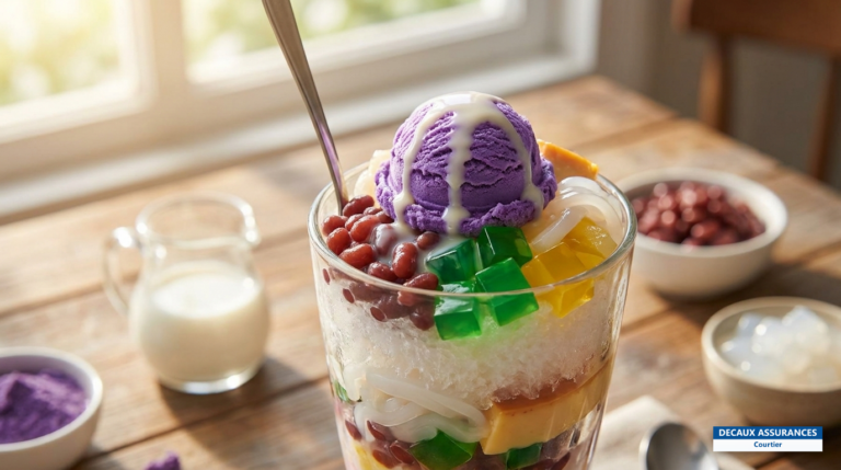 Halo-halo, dessert glacé philippin coloré à l'ube