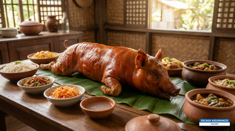 Lechon, cochon de lait rôti à la broche, plat de fête philippin