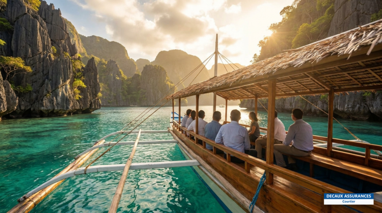 Lagons turquoise et falaises calcaires d'El Nido à Palawan, Philippines, destination de retraite et de plongée