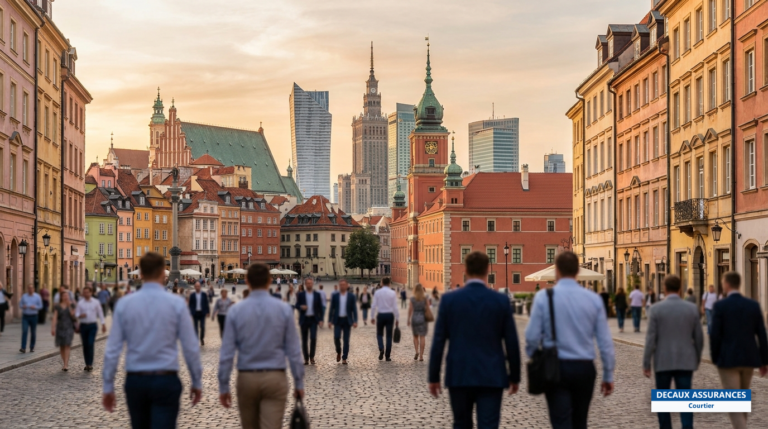 Vieille ville reconstruite et gratte-ciels modernes de Varsovie, capitale de la Pologne