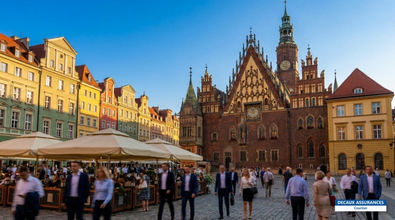 Place du marché et maisons colorées de Wrocław, Basse-Silésie, Pologne