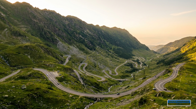 Route Transfăgărășan dans les Carpates, Roumanie — virages de montagne spectaculaires