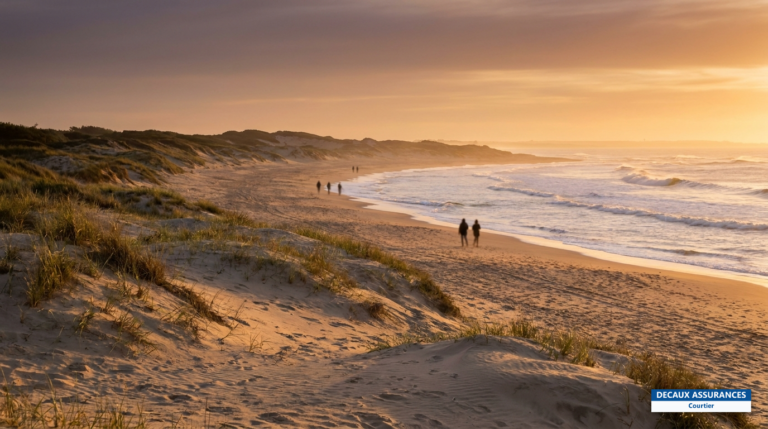 Plage de l'Atlantique près de Punta del Este, Uruguay — dunes et vagues au coucher du soleil