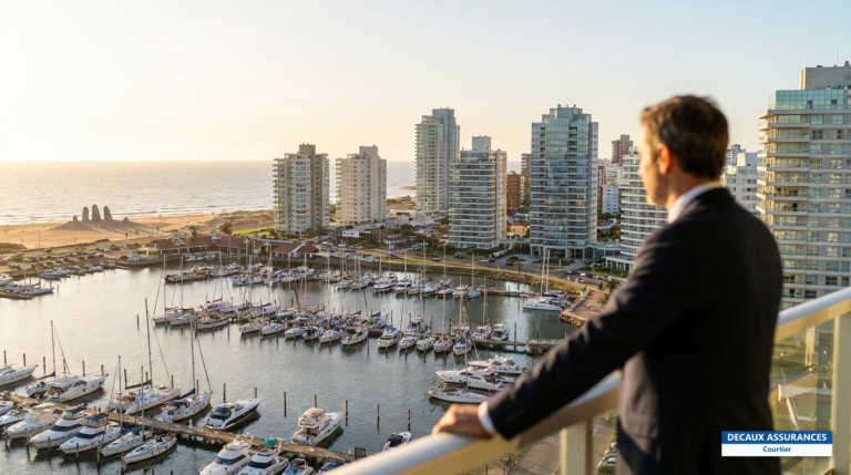 Station balnéaire de Punta del Este, Uruguay — marina, tours modernes et sculpture La Mano sur la plage