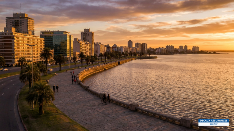 La Rambla de Montevideo, Uruguay — promenade du front de mer au coucher du soleil