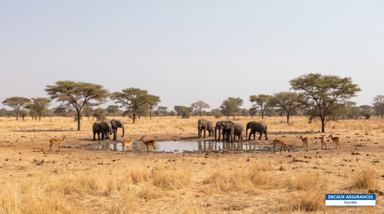 Savane et faune du parc national de la Pendjari, Atacora, Bénin — éléphants et paysage boisé