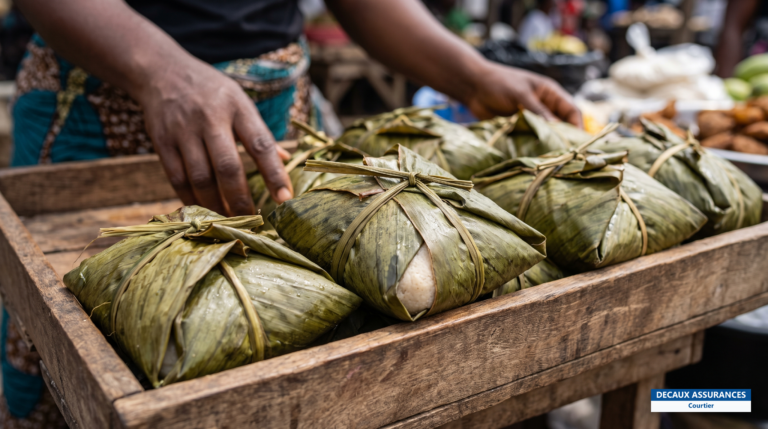 Akassa béninois — pâte fermentée de maïs enveloppée dans des feuilles