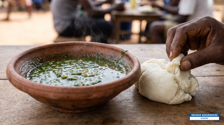 Sauce gombo béninoise (fétri) — sauce filante servie avec de la pâte de maïs