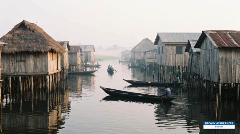 Cité lacustre de Ganvié sur le lac Nokoué, Bénin — maisons sur pilotis et pirogues