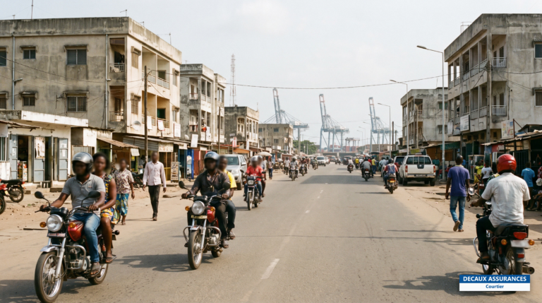 Panorama de Cotonou, capitale économique du Bénin — port, avenues et quartiers d'affaires