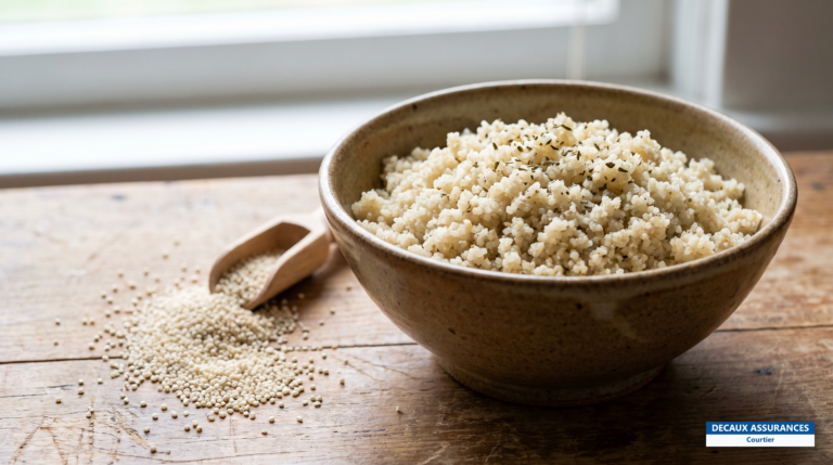 Grains de fonio cuits dans un bol — céréale traditionnelle de Haute et Moyenne-Guinée