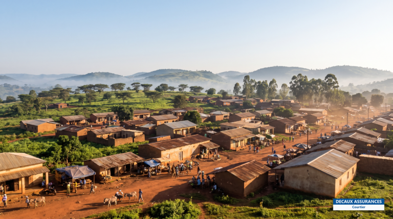Ville de Labé au cœur du Fouta-Djalon, Guinée — plateaux, habitations et marché de Moyenne-Guinée