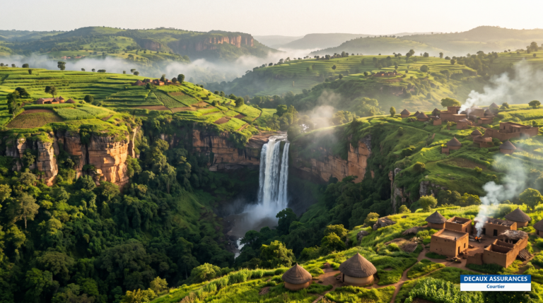 Plateaux du Fouta-Djalon en Moyenne-Guinée — reliefs verdoyants et cascades du château d'eau de l'Afrique de l'Ouest