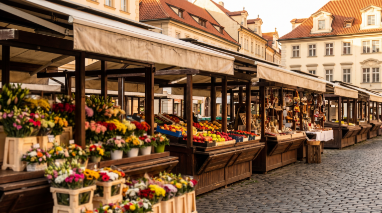 Marché Havelské de Prague et étals colorés — vie quotidienne des expatriés français en République tchèque