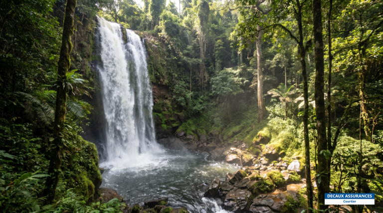 Cascade dans la région des Plateaux au Togo — végétation tropicale autour de Kpalimé