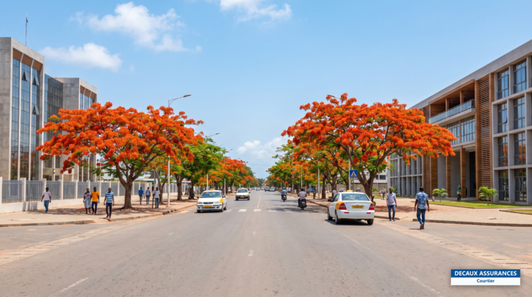 Quartier administratif et immeubles d'institutions régionales à Lomé, Togo — cadre de vie des expatriés français