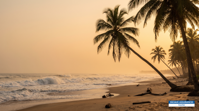 Plage de sable et cocotiers à l'est du port de Lomé, Togo — littoral atlantique
