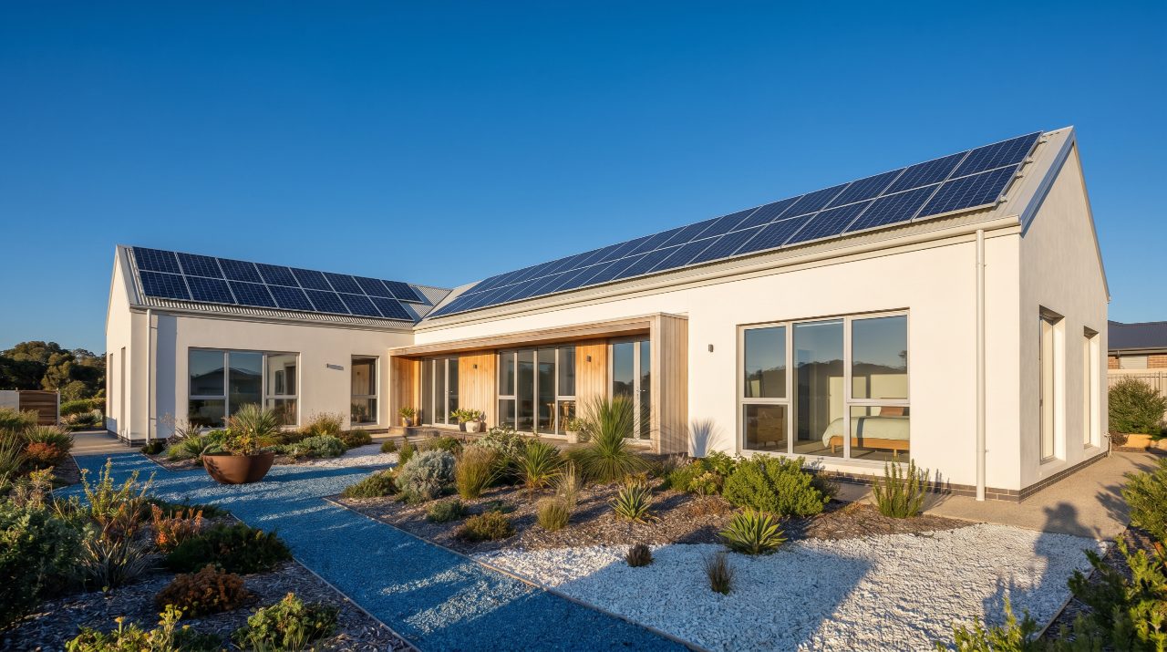 Maison individuelle performante avec panneaux solaires et isolation après rénovation — objectif de l'audit Qualibat 8731