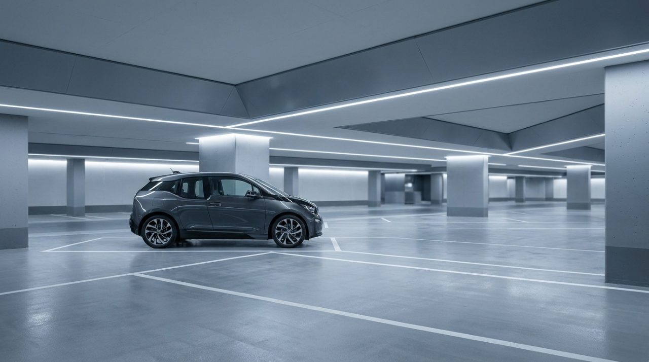 Voiture de société dans un parking souterrain