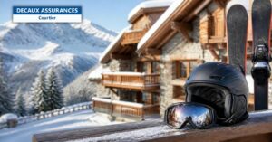 Casque et masque de ski devant un chalet - Decaux Assurances