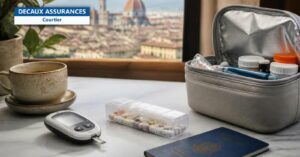 Lecteur de glycémie, pilulier et trousse de médicaments avec passeport - Decaux Assurances