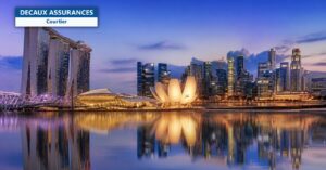 Skyline de Marina Bay à Singapour à l'heure bleue - Decaux Assurances