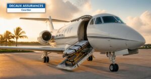 Avion d'évacuation sanitaire avec civière sur un tarmac - rapatriement sanitaire - Decaux Assurances