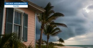 Ciel d'orage et palmiers sur la côte du golfe de Floride - ouragan et expatriés aux États-Unis - Decaux Assurances